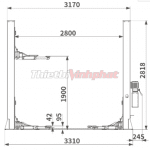 CẦU NÂNG Ô TÔ 2 TRỤ LD BRIGHT GIẰNG DƯỚI – 4 TẤN – ALPA 40E – CÓC GIẬT 2 BÊN – ảnh 2